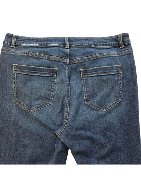 J.Jill Denim High-Rise Boot Cut Jeans Dark Wash Size 14R Cotton Blend Stretch - Picture 5 of 14